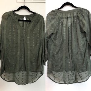 beachlunchlounge | Olive Green Sheer Top